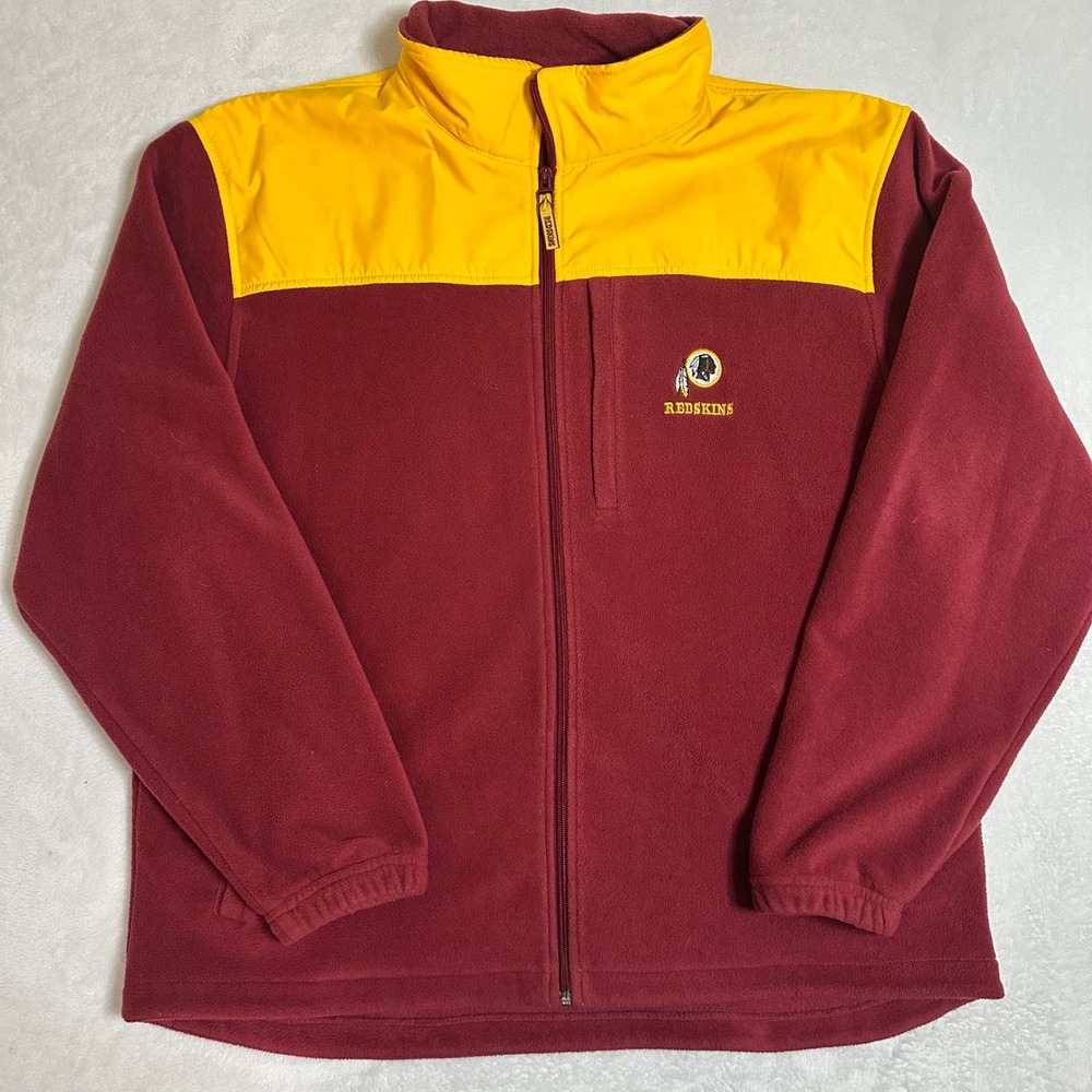 Vintage NFL Washington Redskins Full Zip Fleece Jacket XL Burgundy Yellow Retro